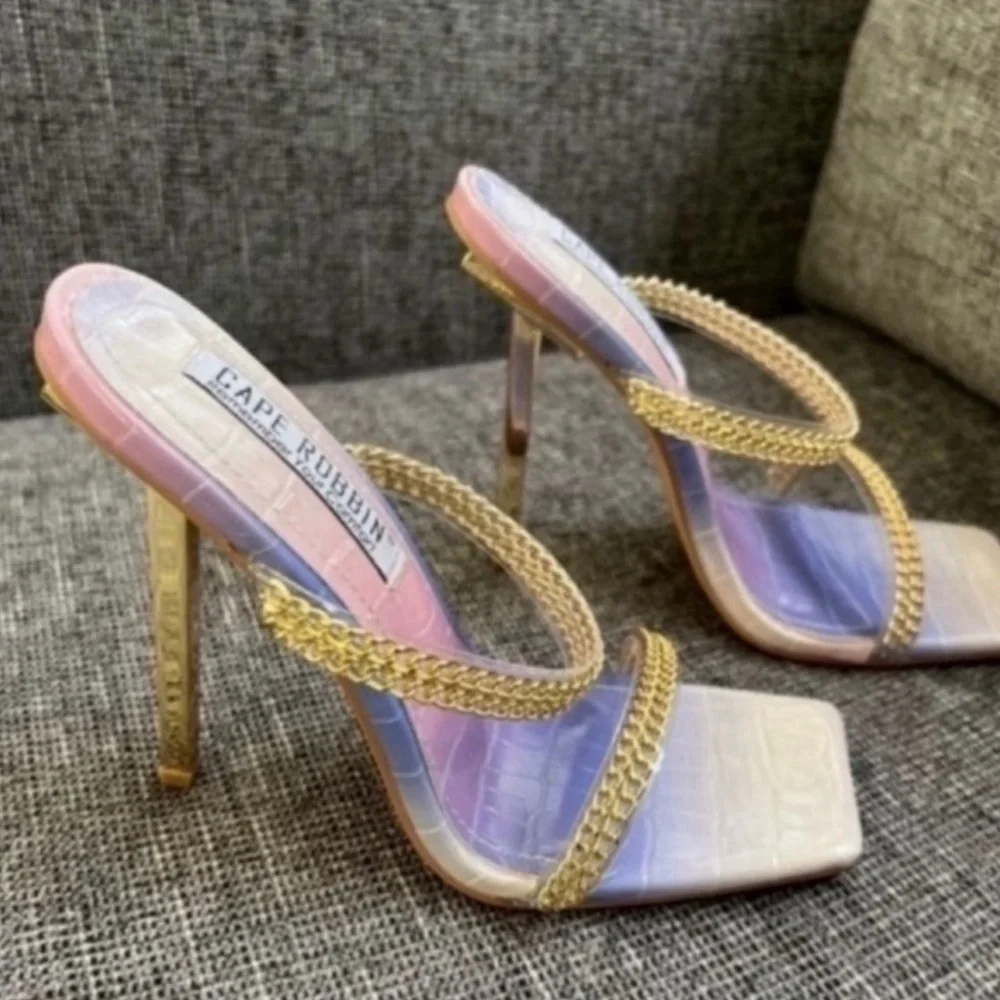 Cape Robbin Enya Ombré Chain Vegan Leather Heels 6.5